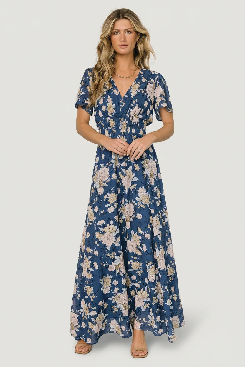 Birdie Maxi Dress | Blue + Blush Floral