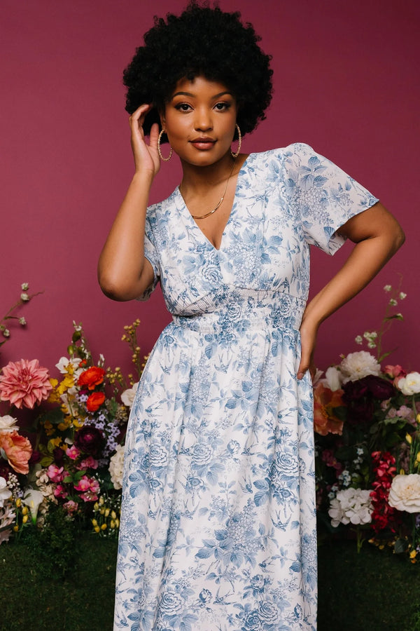 Birdie Maxi Dress | Off White + Blue