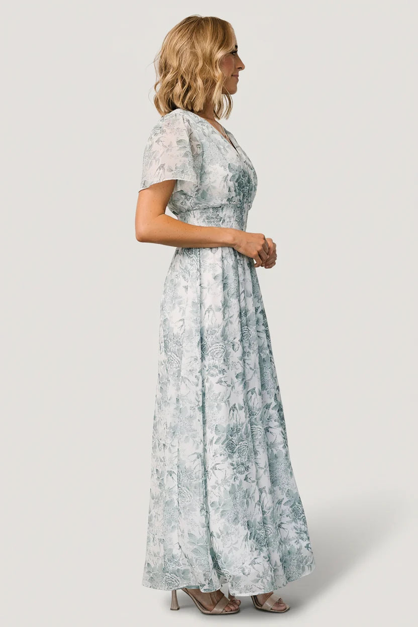 Birdie Maxi Dress | White + Sage Floral