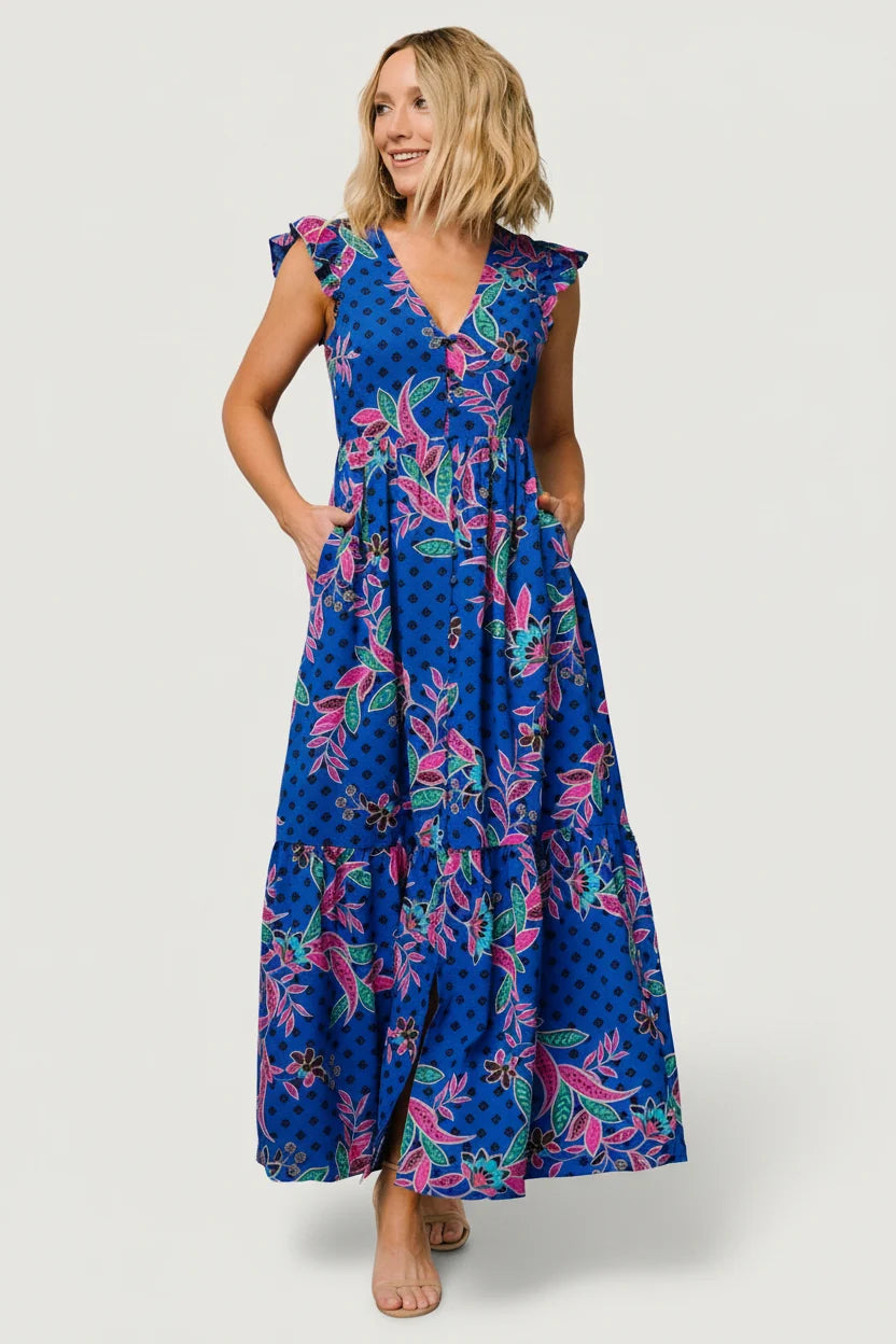 Biscayne Maxi Dress | Indigo Print Main image
