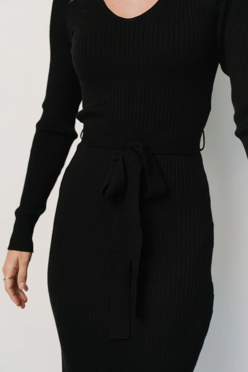 Blayne Ribbed Midi Dress | Black