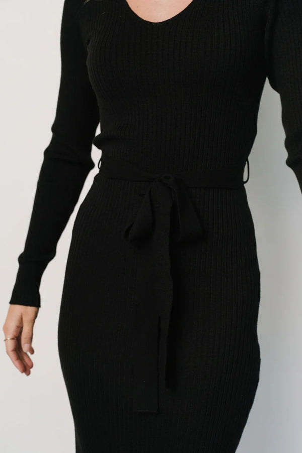 Blayne Ribbed Midi Dress | Black
