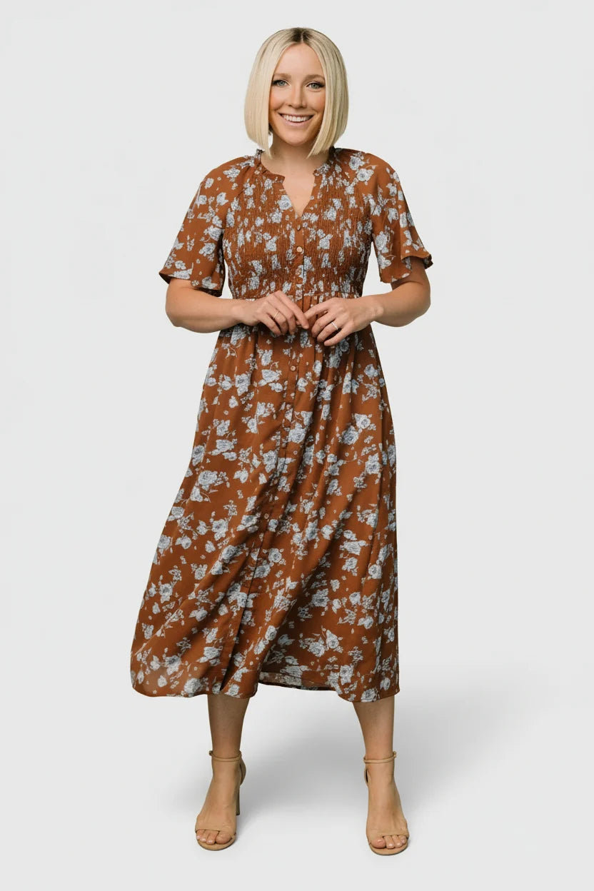 Botega Midi Dress | Brown + Blue