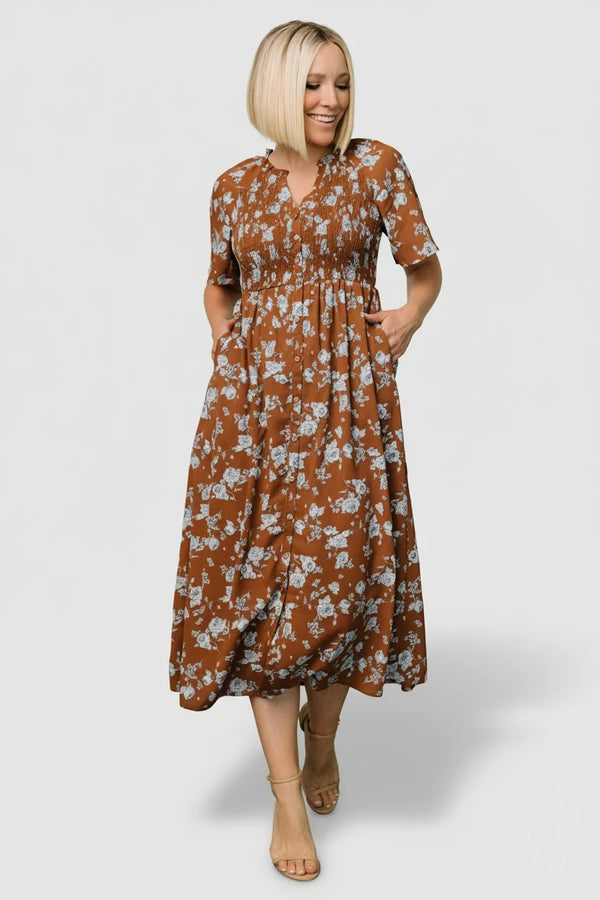 Botega Midi Dress | Brown + Blue