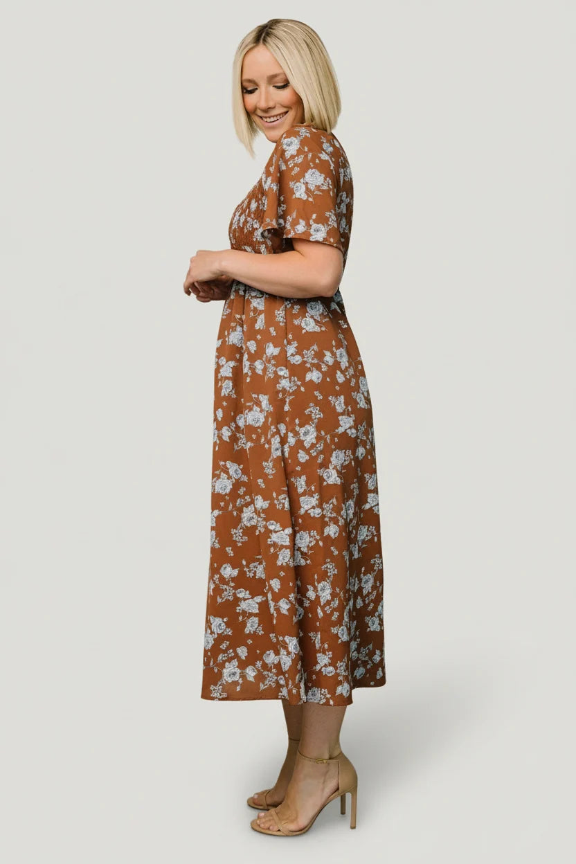 Botega Midi Dress | Brown + Blue