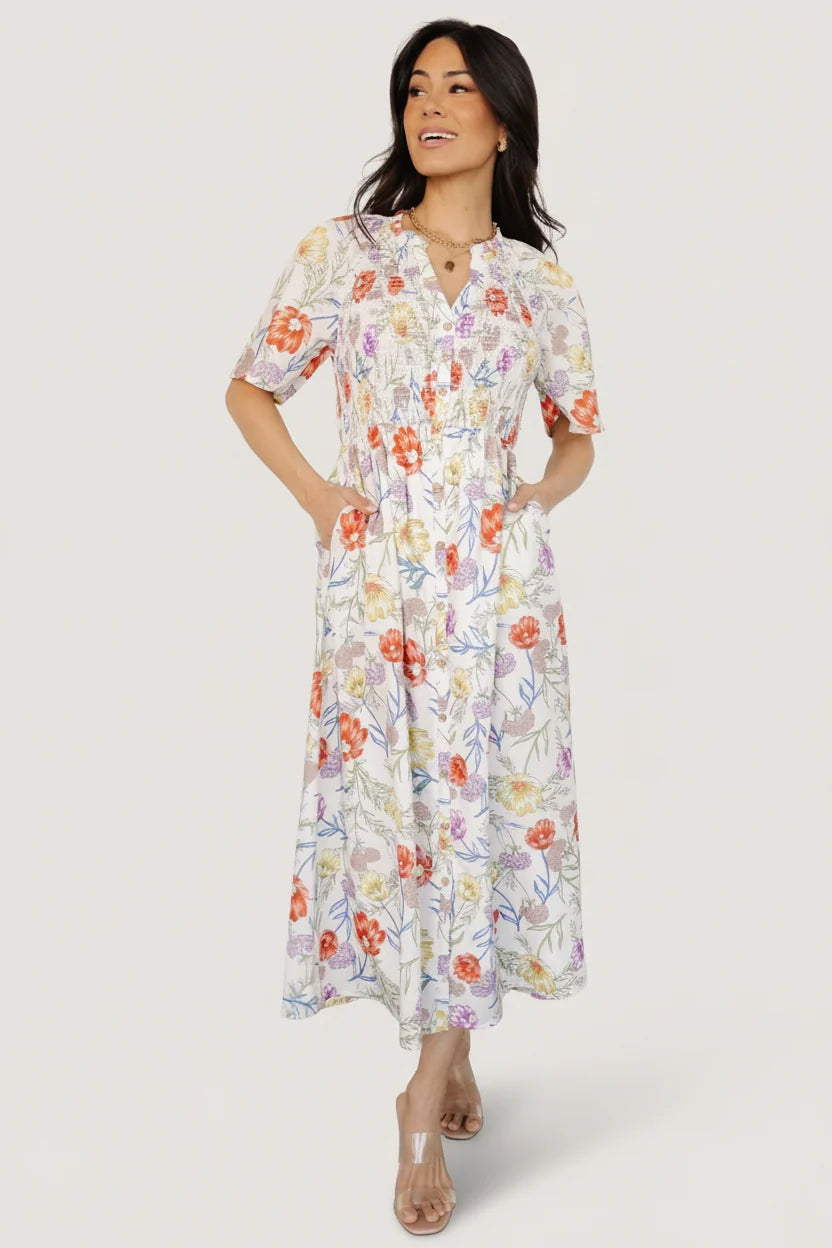 Botega Midi Dress | Ivory Multi Floral Main image