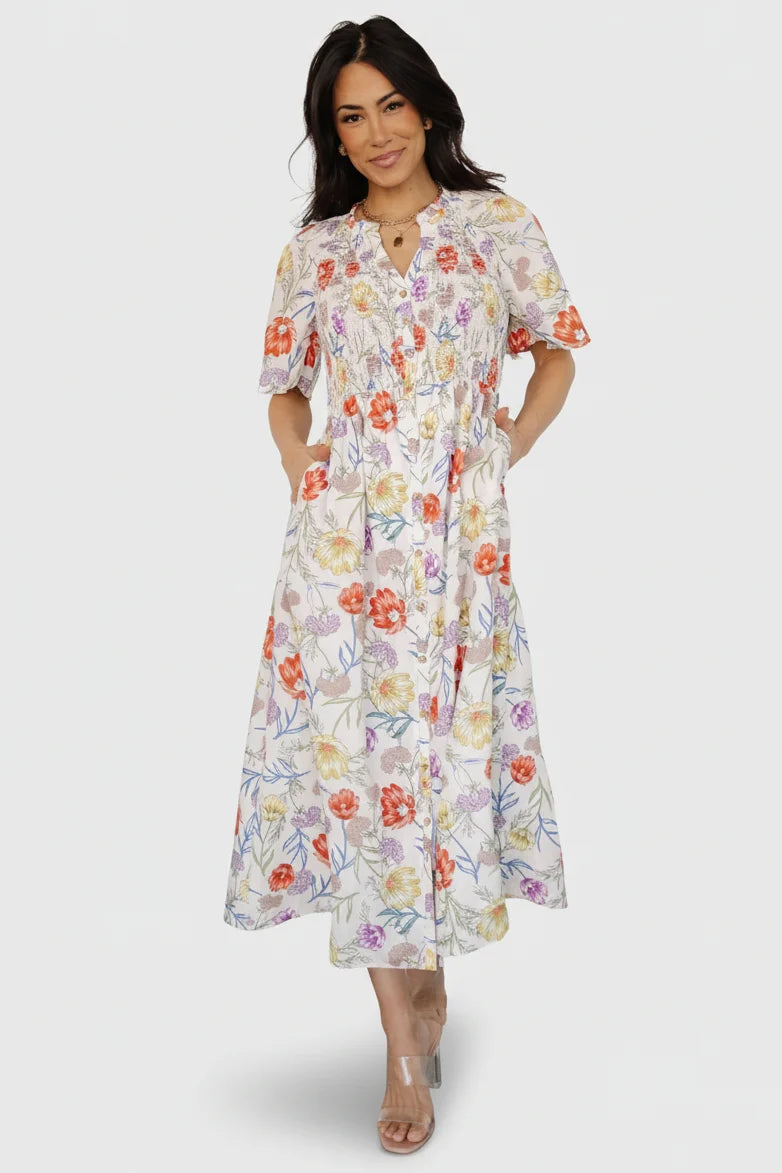 Botega Midi Dress | Ivory Multi Floral
