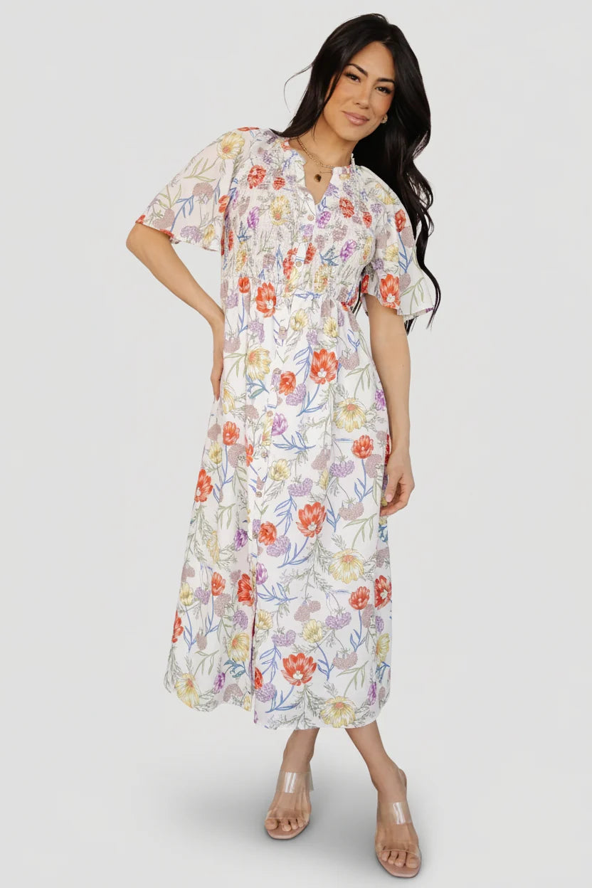Botega Midi Dress | Ivory Multi Floral