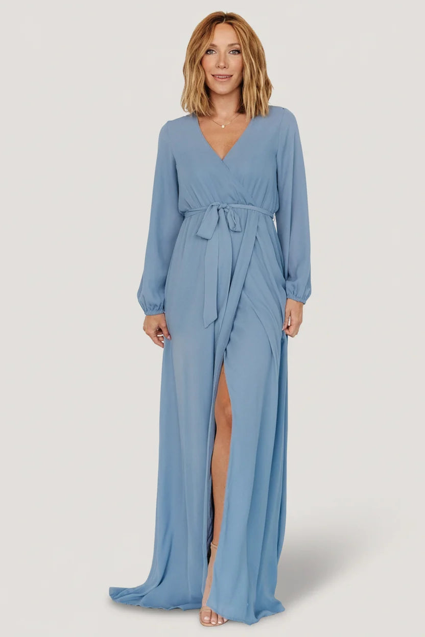 Breanne Faux Wrap Maxi Dress | Slate Blue Main image