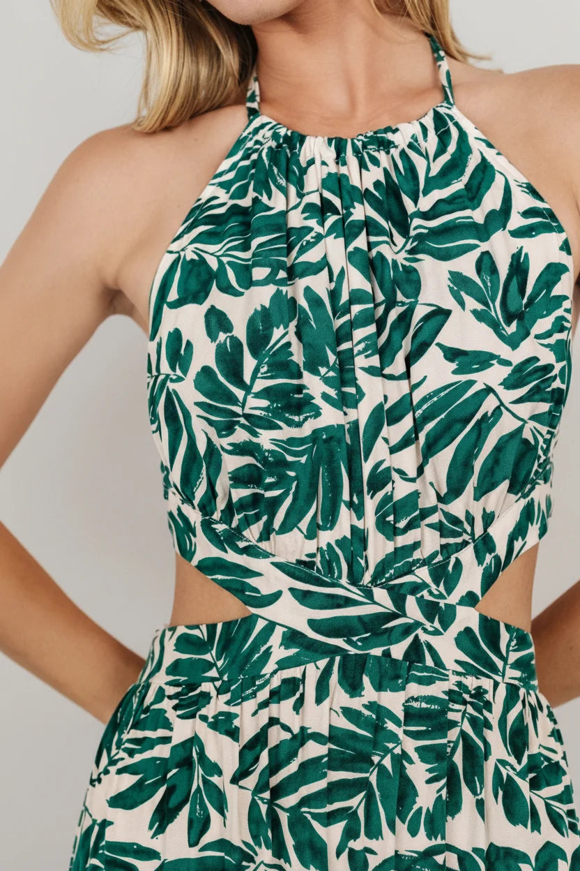 Brett Halter Maxi Dress | Palm Green Print