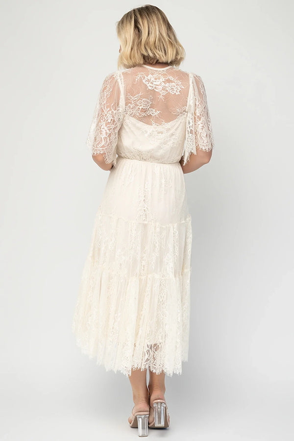 Brittany Lace Midi Dress | Vintage Cream