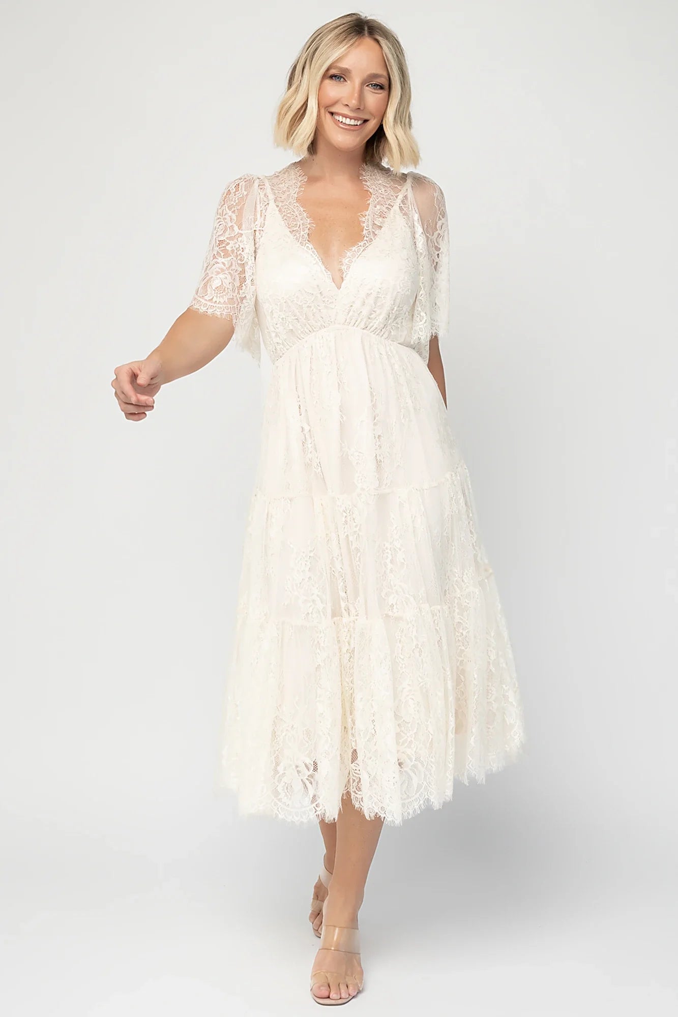 Brittany Lace Midi Dress | Vintage Cream Secondary image