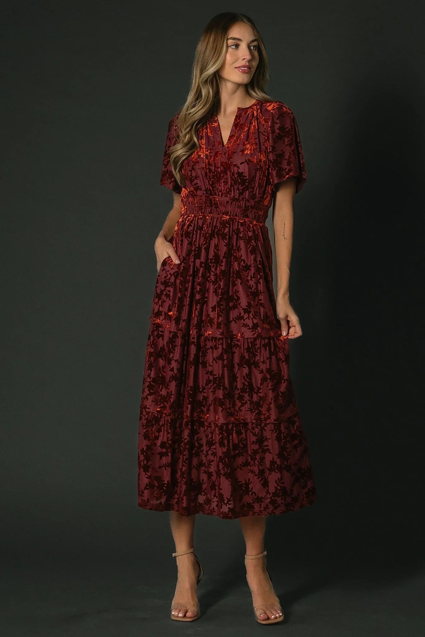 Bronwyn Velvet Dress | Rust Secondary image