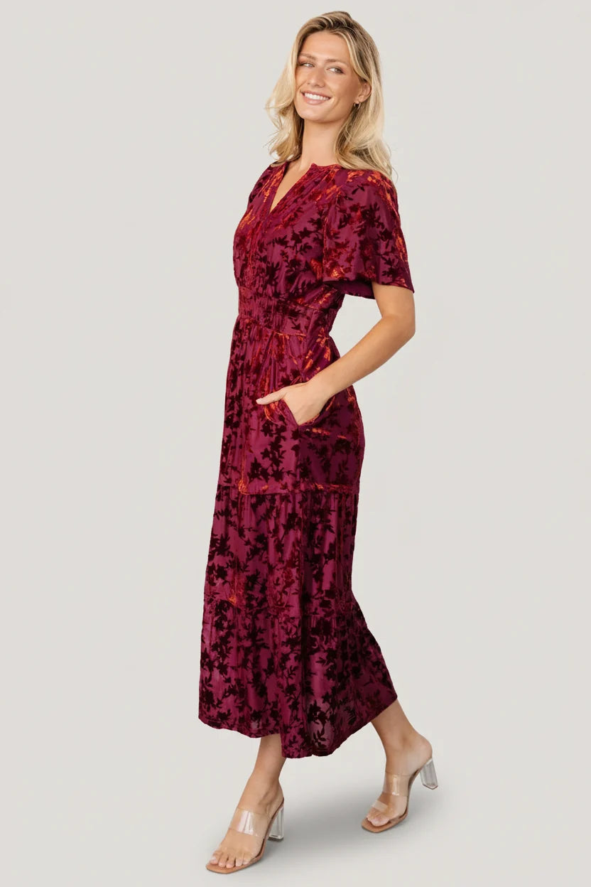 Bronwyn Velvet Dress | Rust