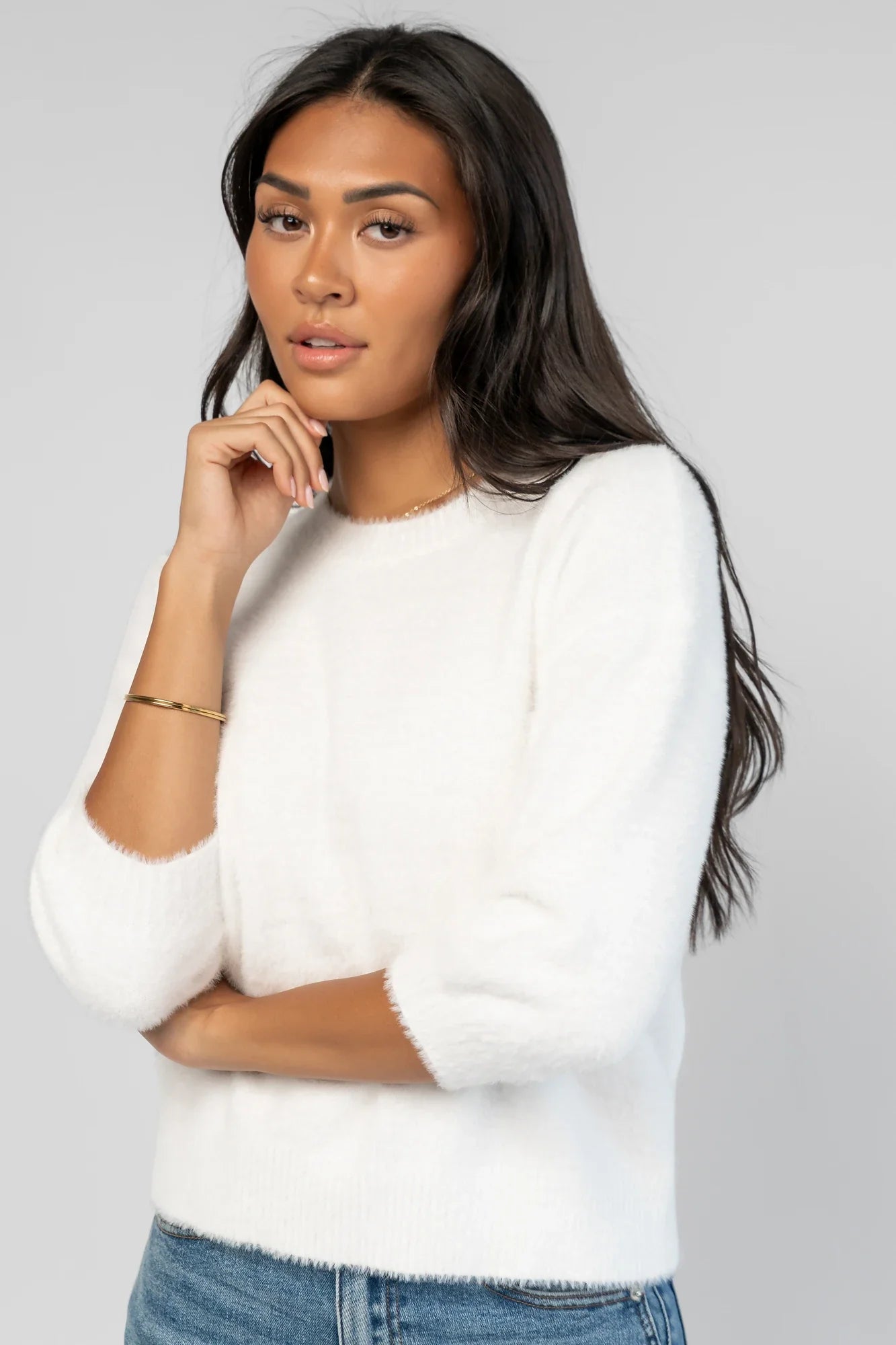 Calista Sweater Top | Off White Secondary image