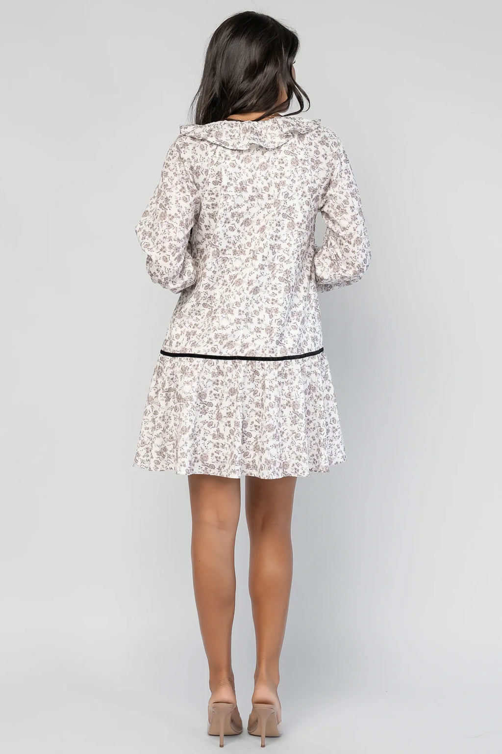 Caprice Bow Front Short Dress | Ivory Floral