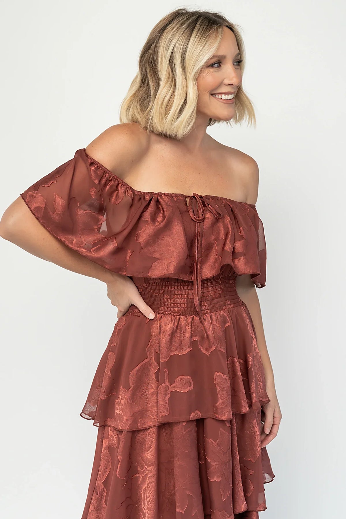 Carina Off Shoulder Maxi Dress | Marsala