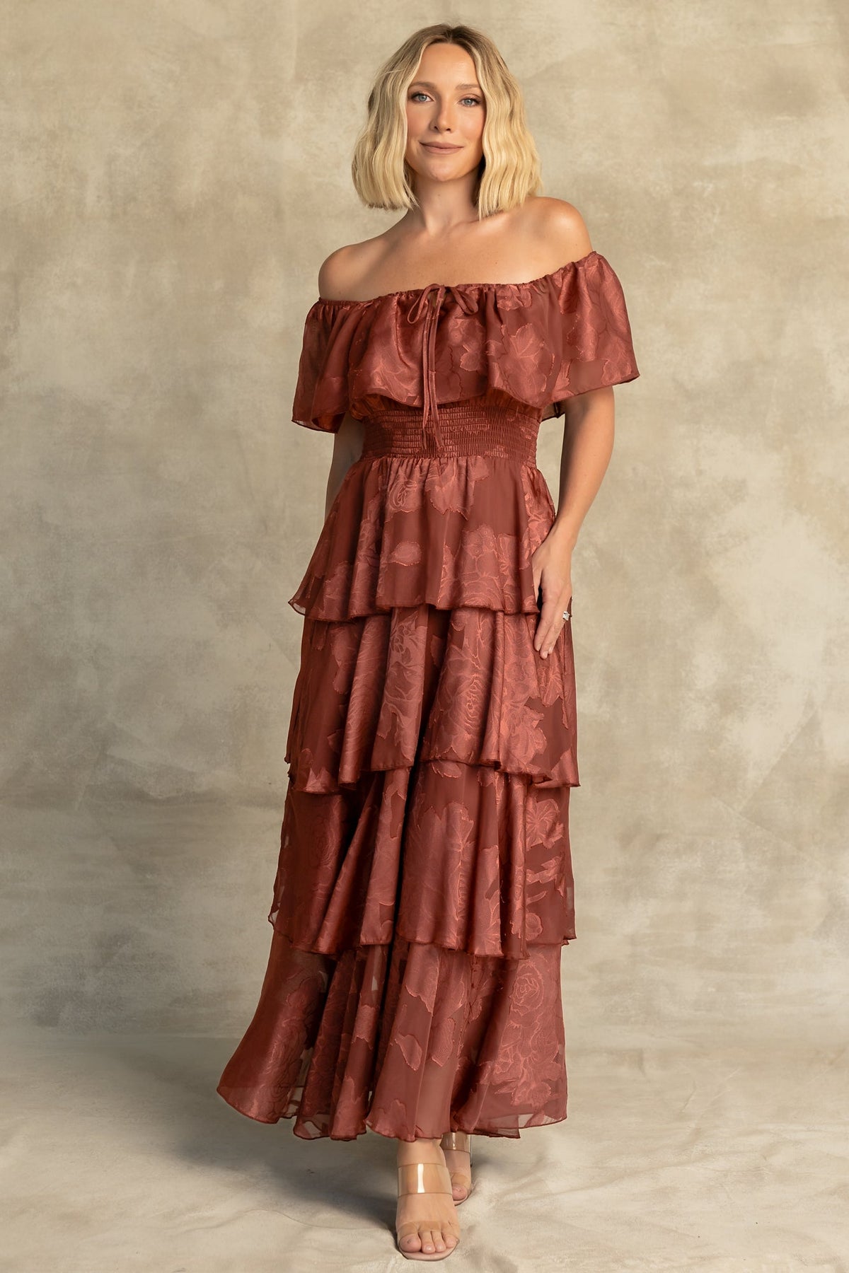 Carina Off Shoulder Maxi Dress | Marsala Main image