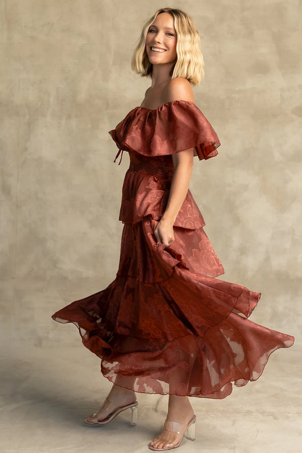 Carina Off Shoulder Maxi Dress | Marsala