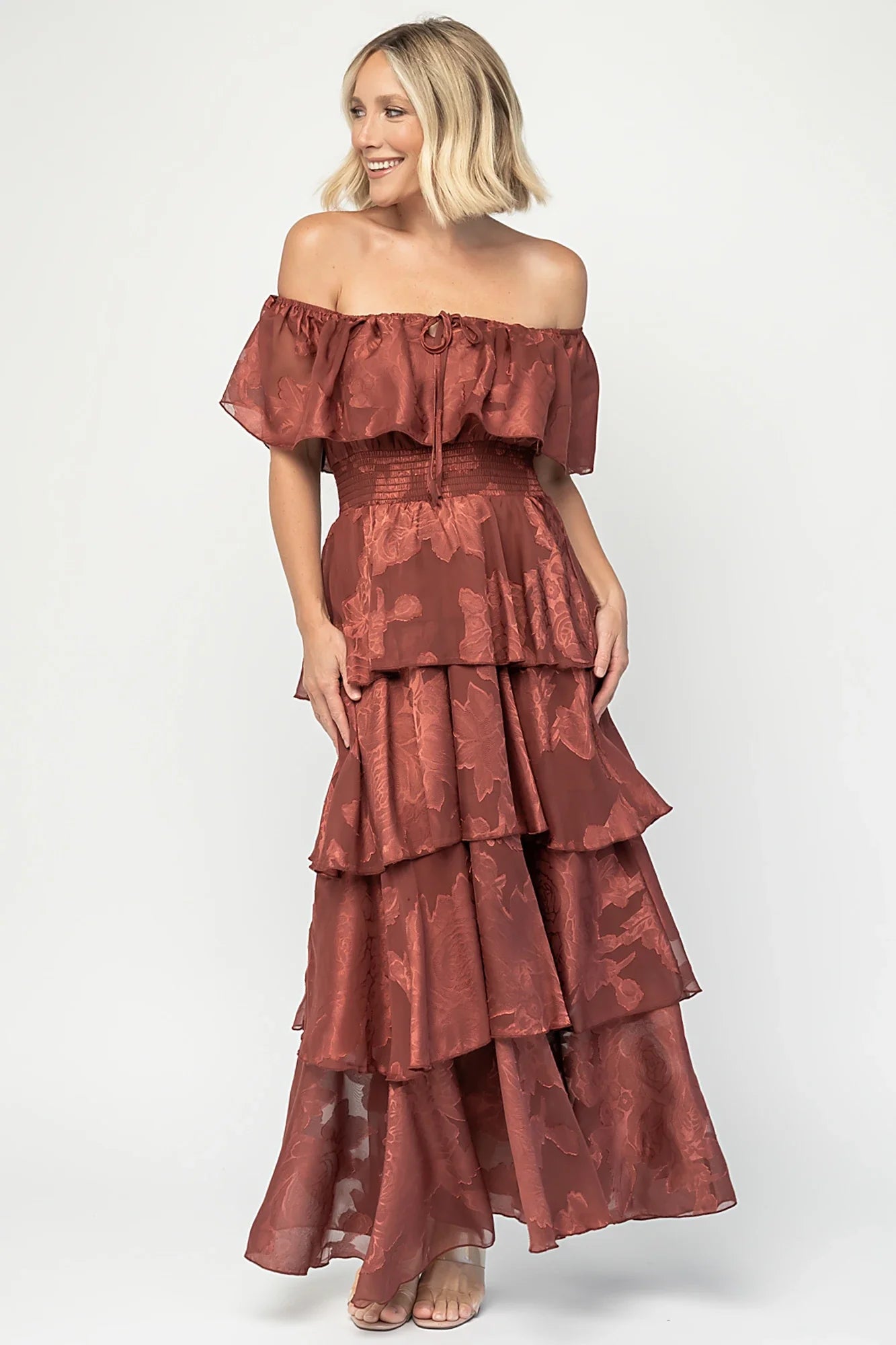 Carina Off Shoulder Maxi Dress | Marsala Secondary image