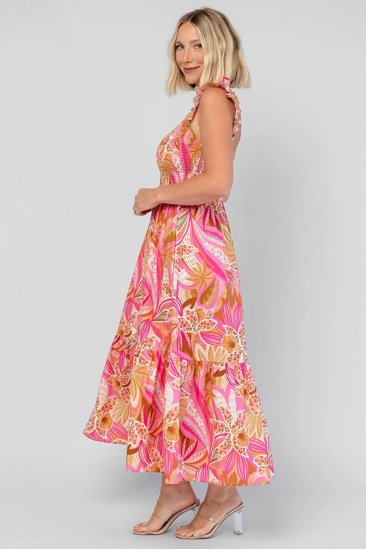Carla Smocked Dress | Pink Multi