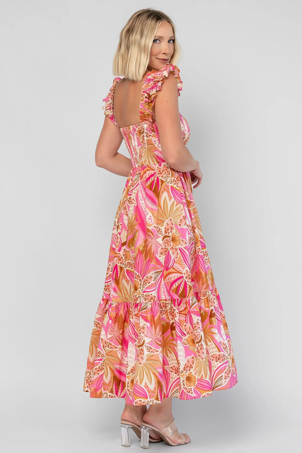 Carla Smocked Dress | Pink Multi