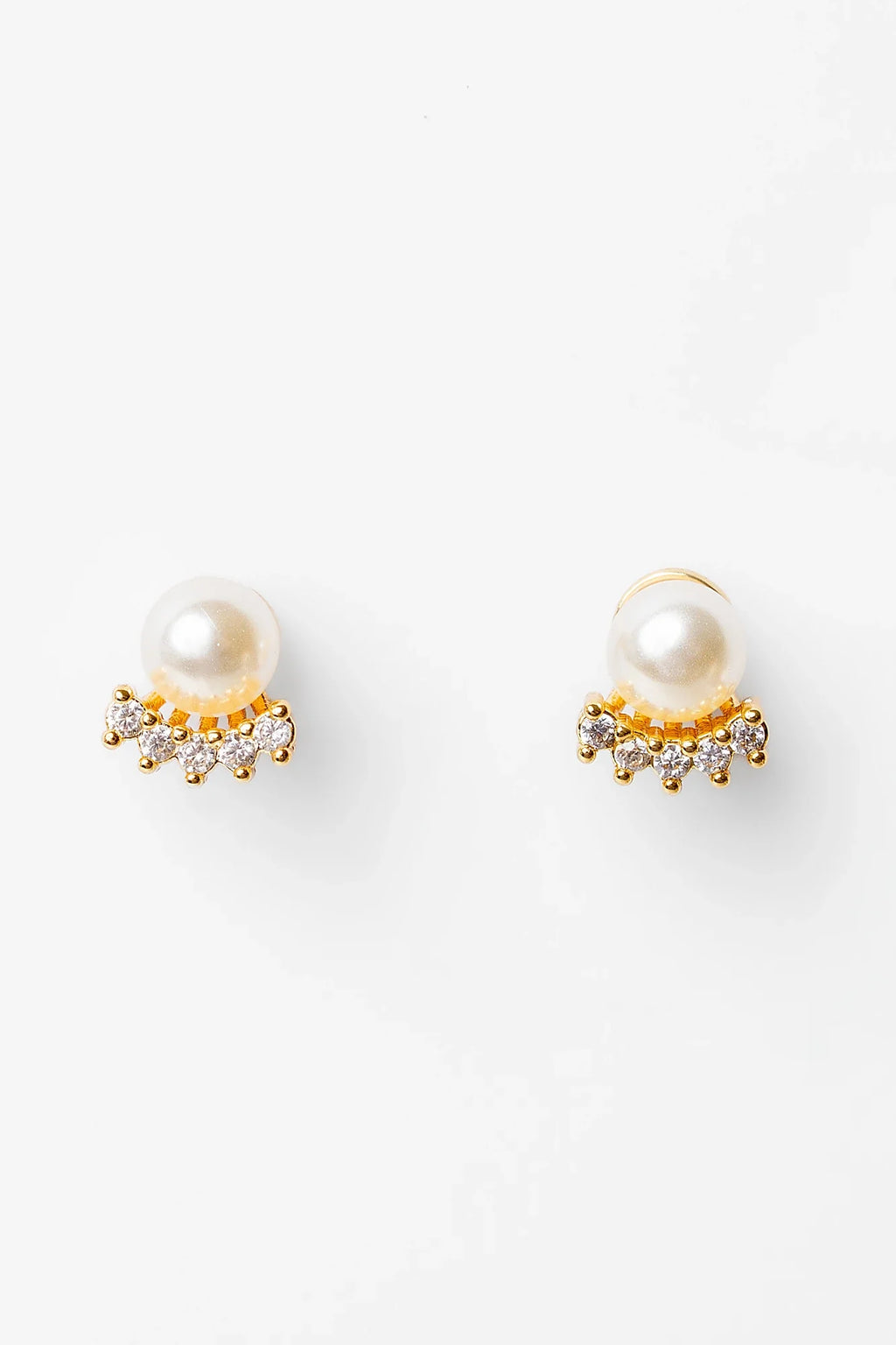 Carol Pearl Crown Stud Earrings | Gold