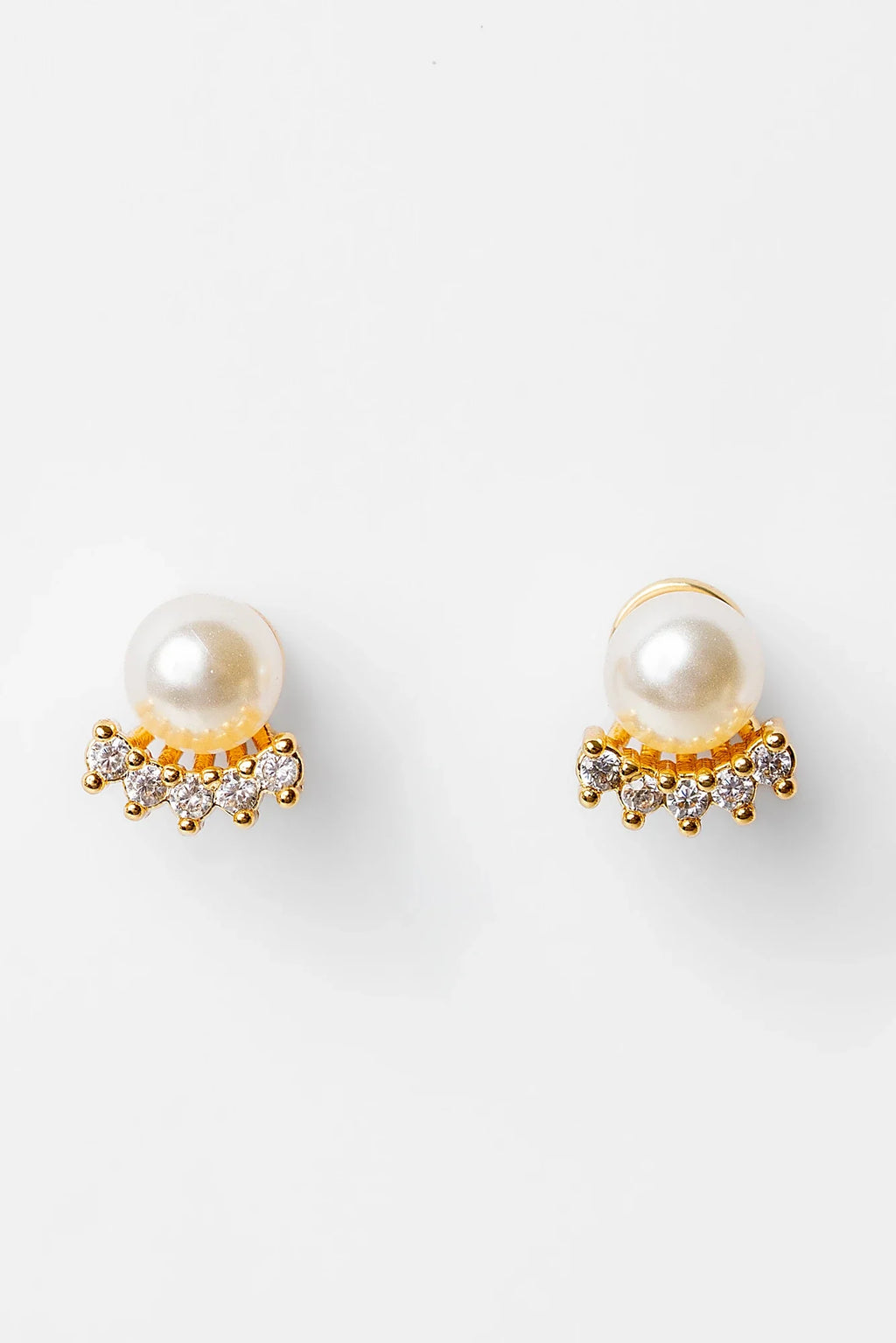 Carol Pearl Crown Stud Earrings | Gold