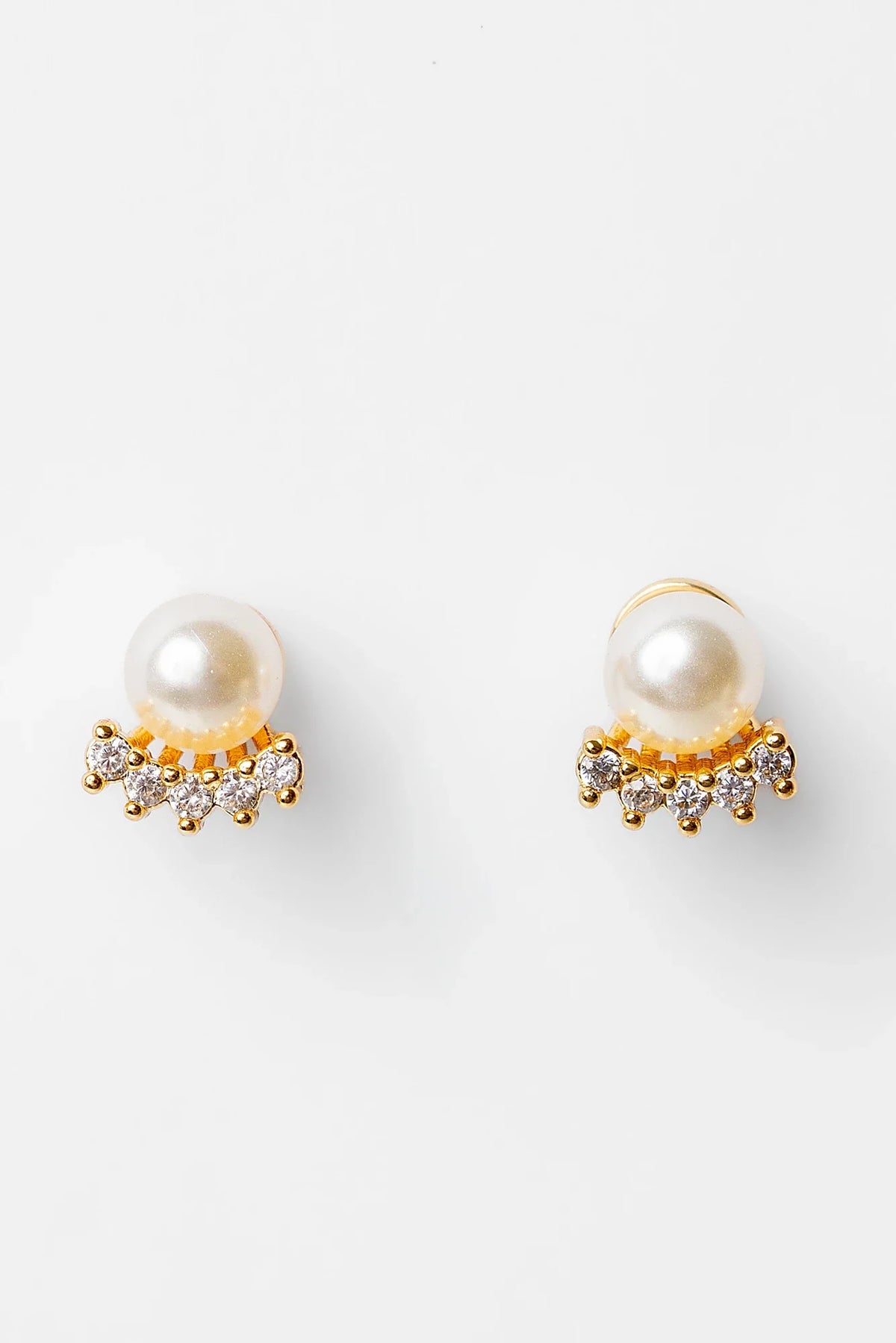 Carol Pearl Crown Stud Earrings | Gold