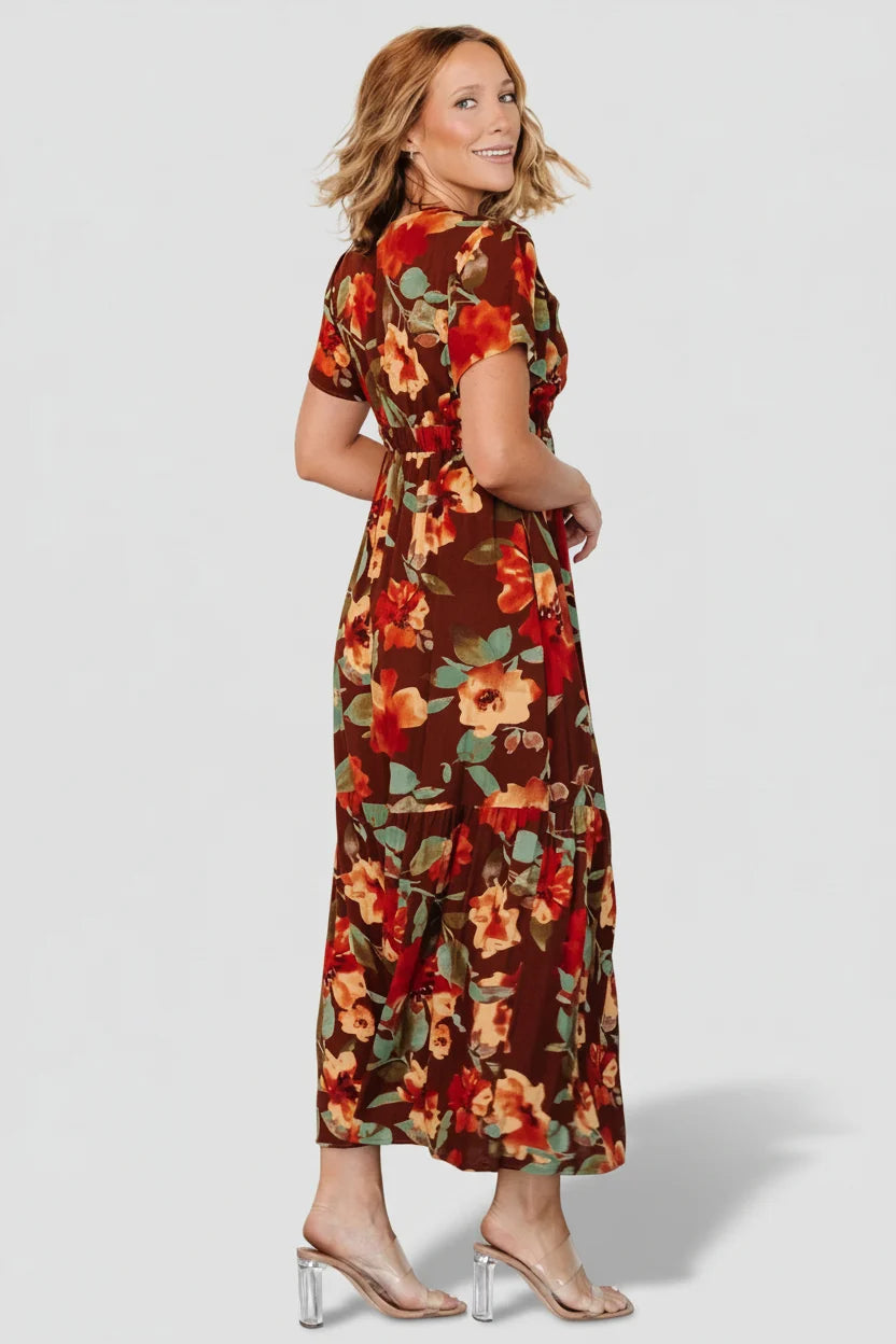 Cassie Short Sleeve Dress | Copper Floral