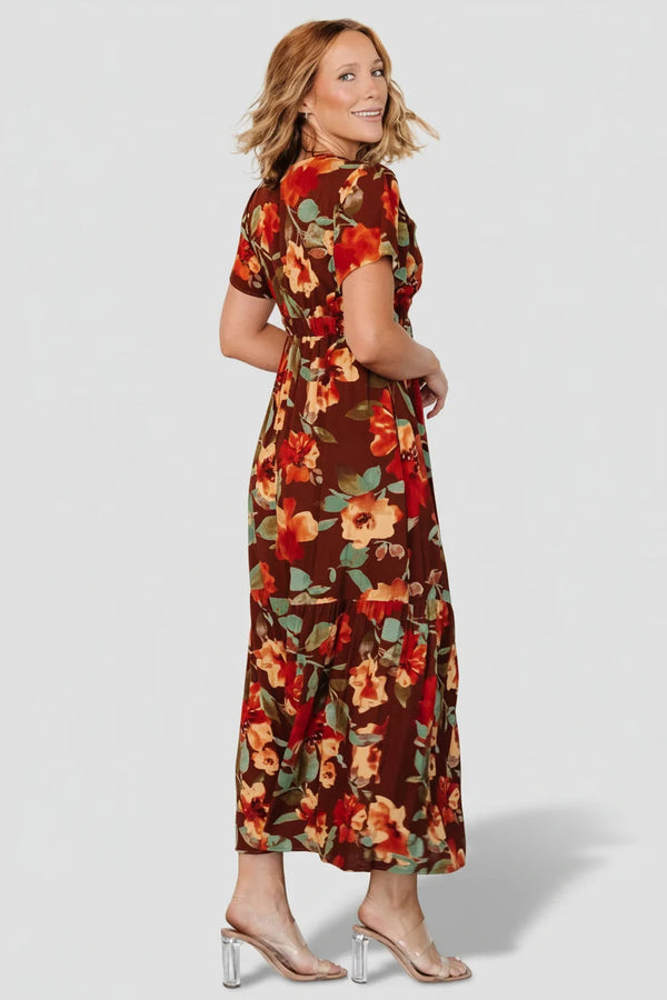 Cassie Short Sleeve Dress | Copper Floral