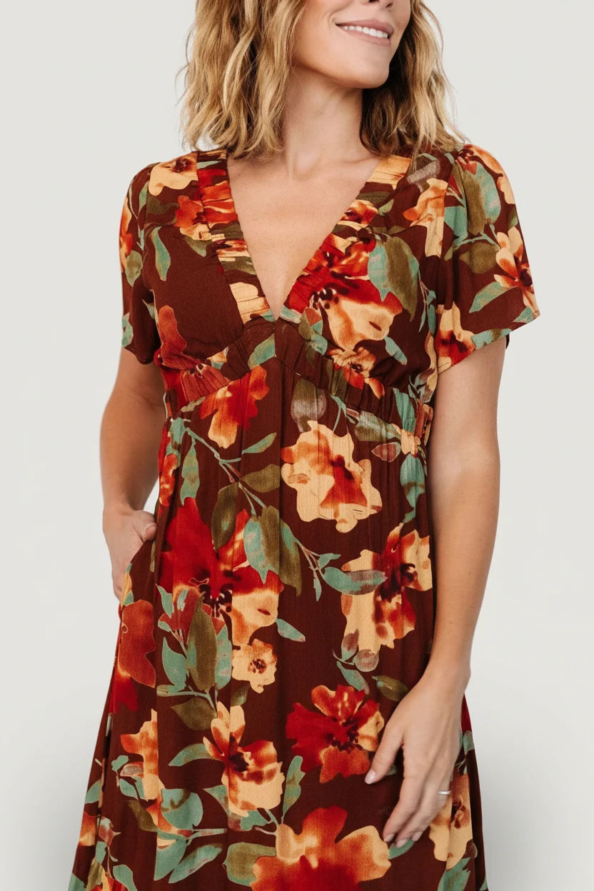 Cassie Short Sleeve Dress | Copper Floral Secondary image