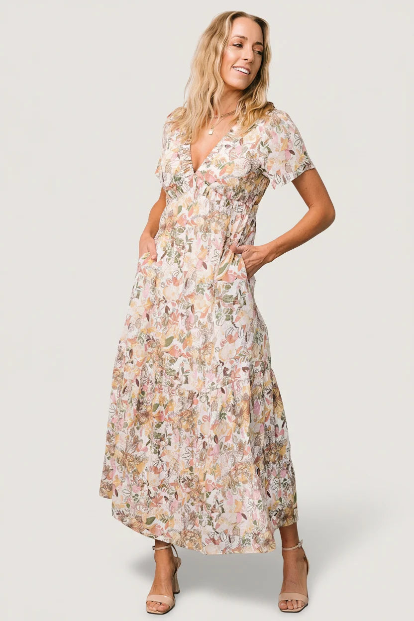 Cassie Short Sleeve Dress | Multi Floral