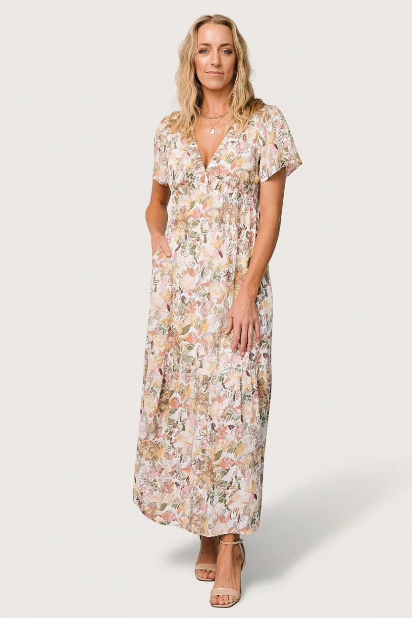 Cassie Short Sleeve Dress | Multi Floral Main image