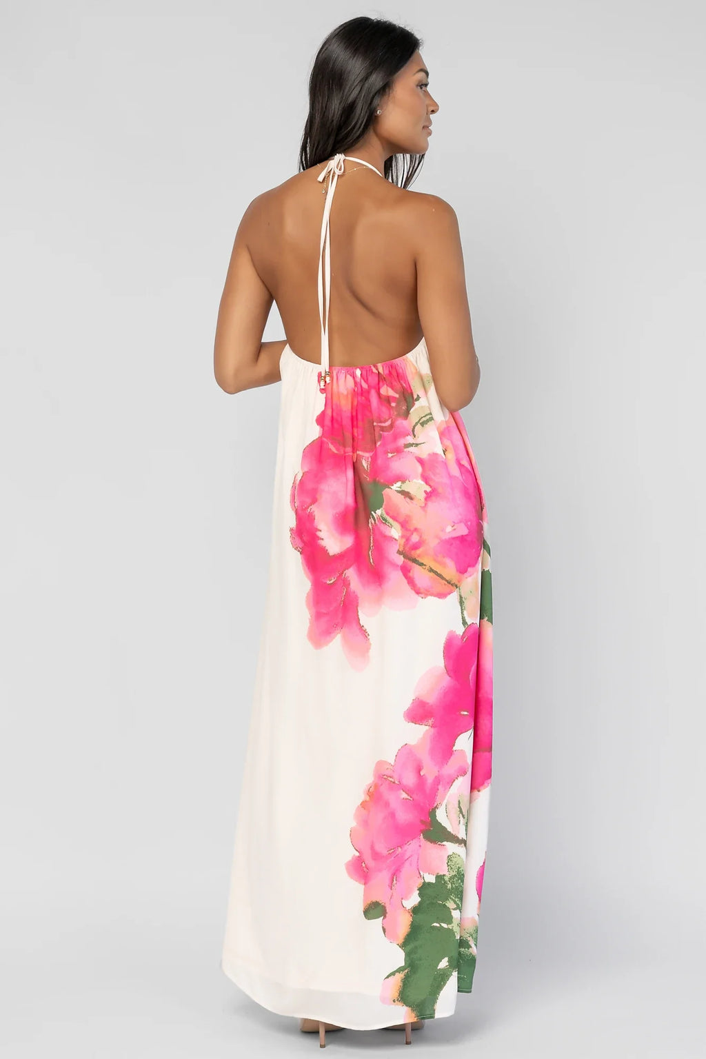 Catalina Halter Maxi Dress | Off White Multi Floral