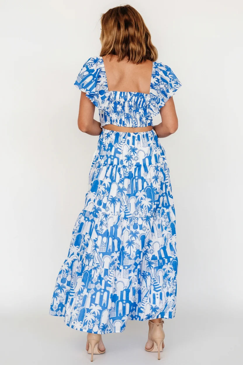 Catira Maxi Dress | Blue + White