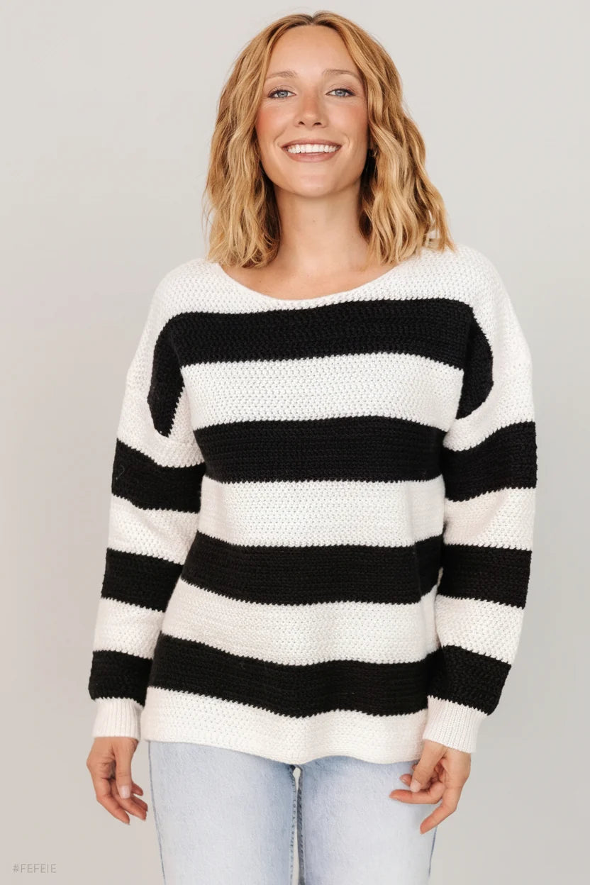 Cervinia Knit Sweater | Cream + Black