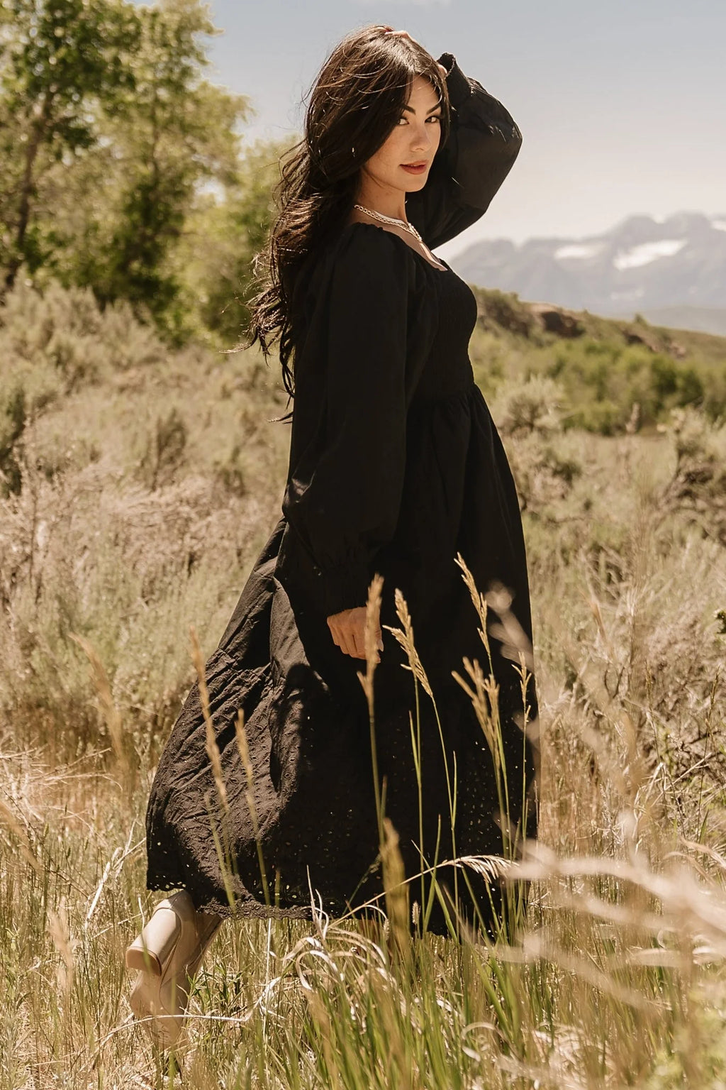Chandler Eyelet Maxi Dress | Black