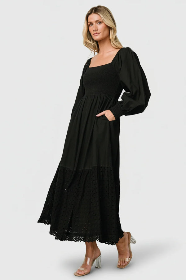 Chandler Eyelet Maxi Dress | Black