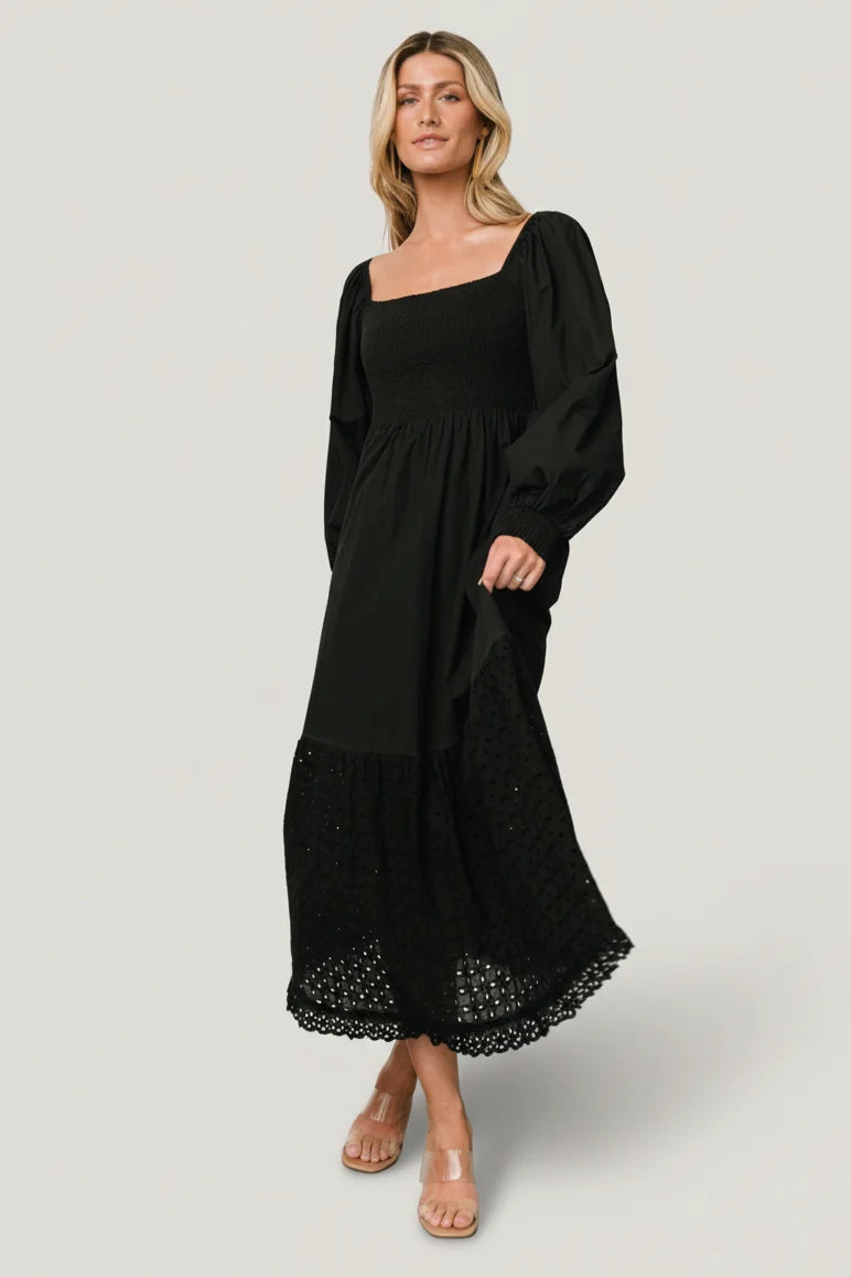 Chandler Eyelet Maxi Dress | Black Main image