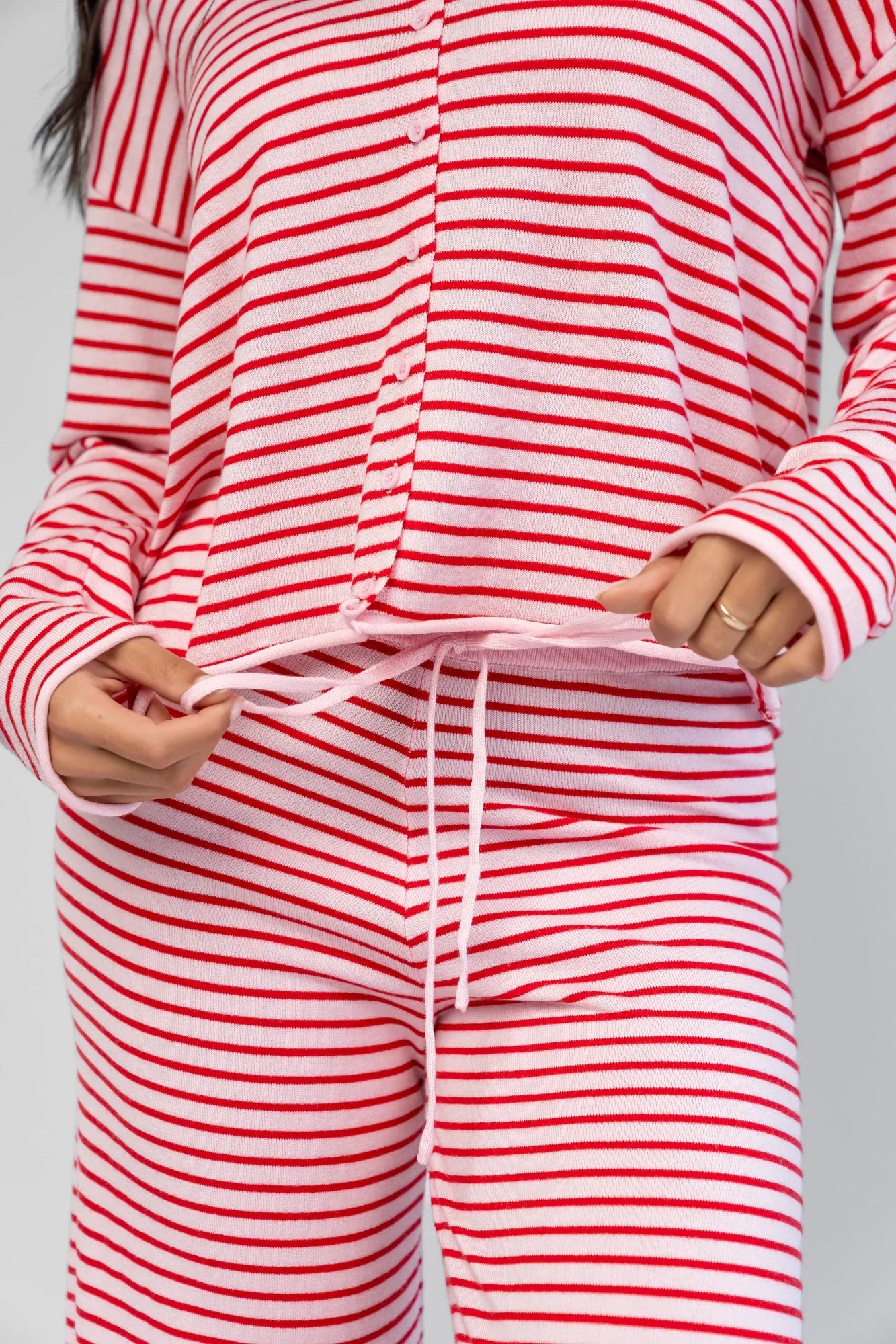 Charlene Cozy Stripe Lounge Set | Pink + Red Secondary image