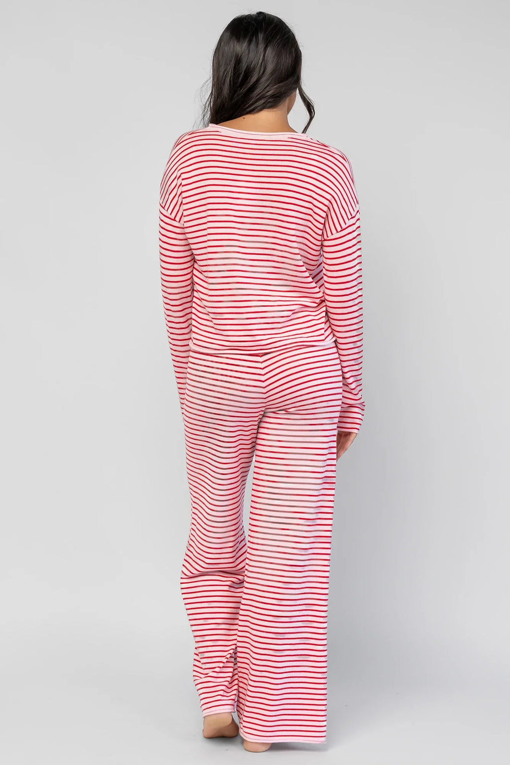Charlene Cozy Stripe Lounge Set | Pink + Red