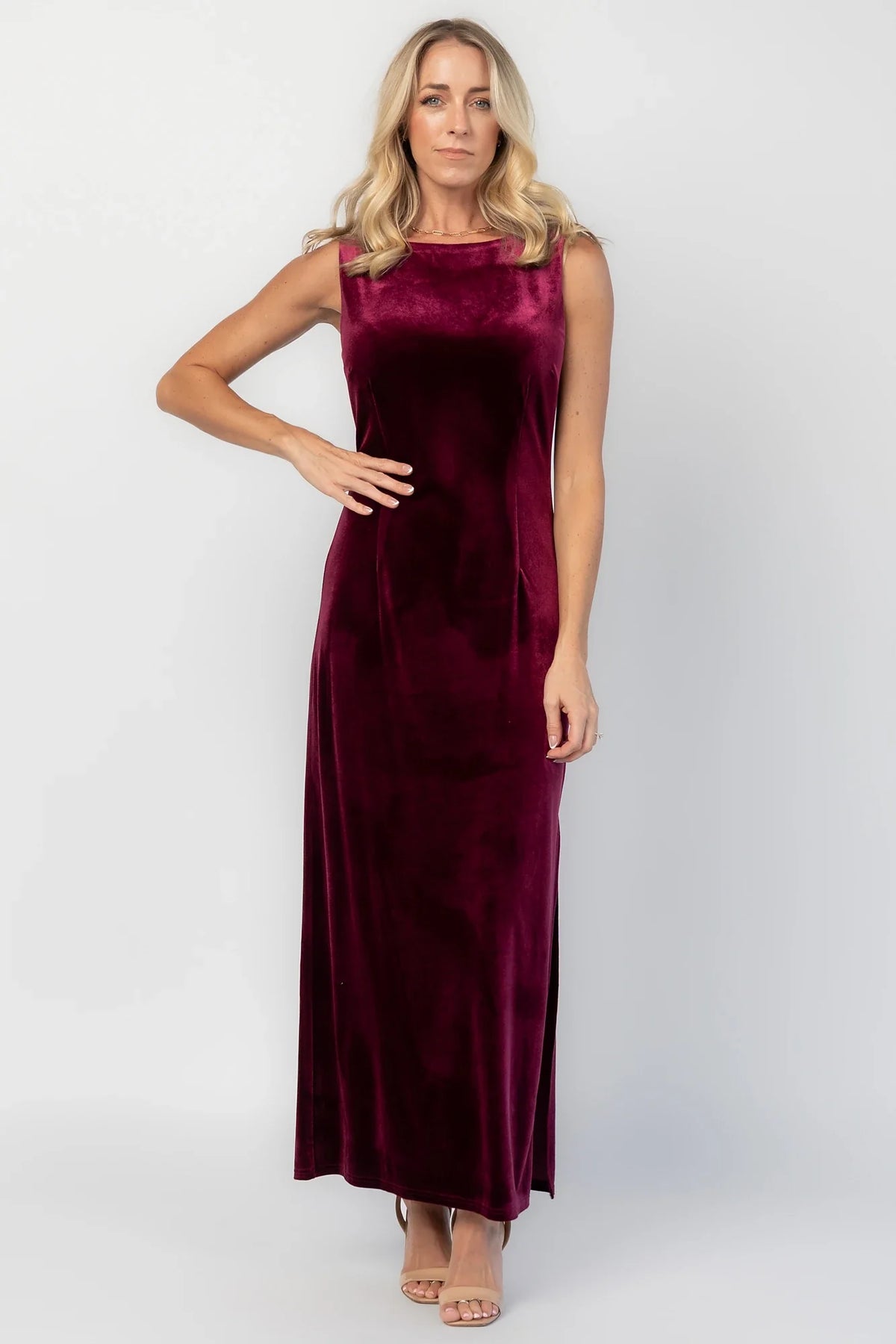 Charley Velvet Maxi Dress | Wine Main image
