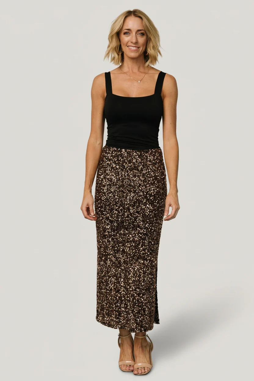 Charmed Sequin Midi Skirt | Bronze Secondary image