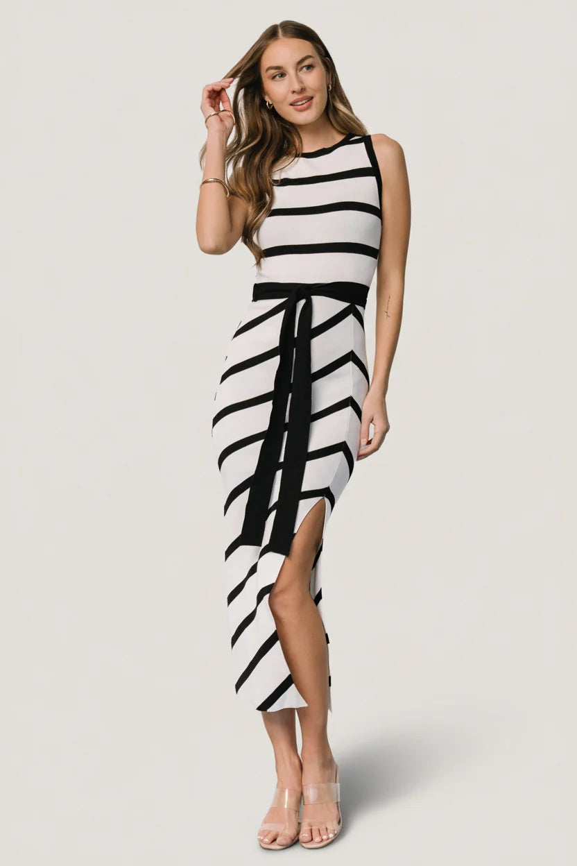 Chelsea Knit Dress | White + Black Main image