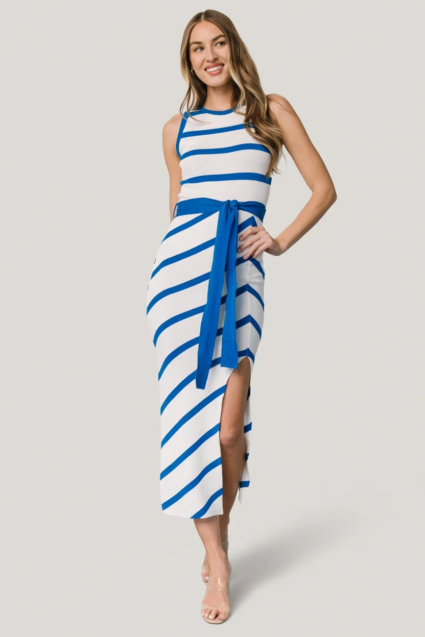 Chelsea Knit Dress | White + Blue Main image