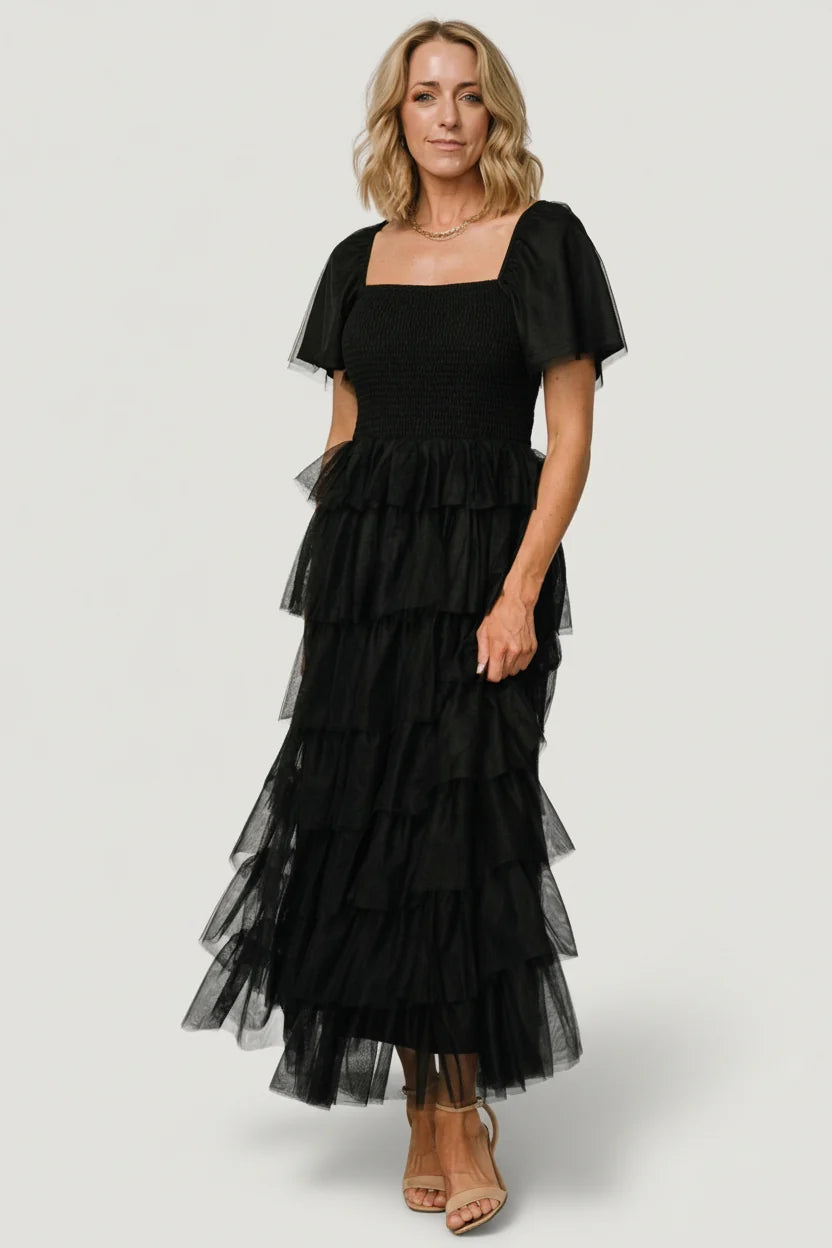 Cherise Tulle Tiered Dress | Black Main image