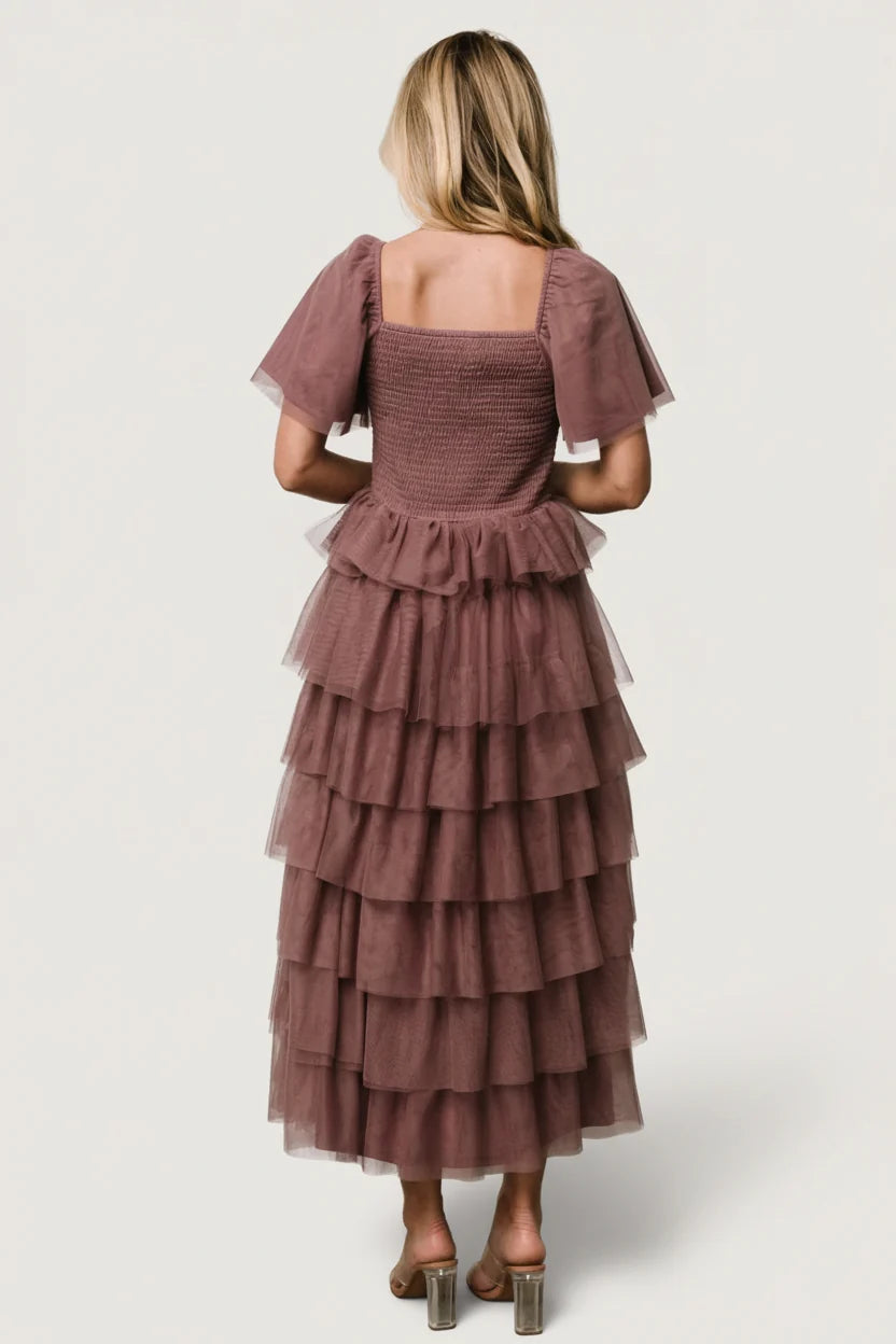 Cherise Tulle Tiered Dress | Dusty Lavender