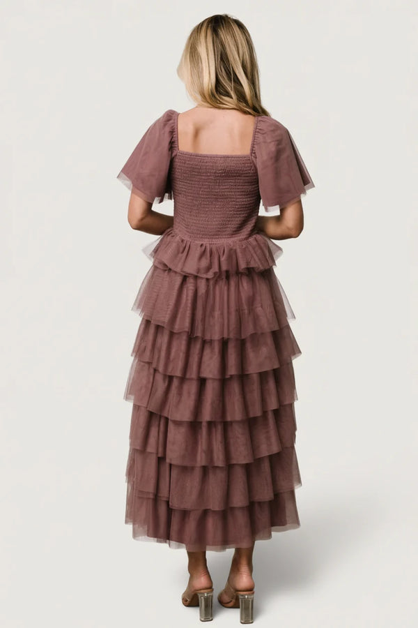 Cherise Tulle Tiered Dress | Dusty Lavender
