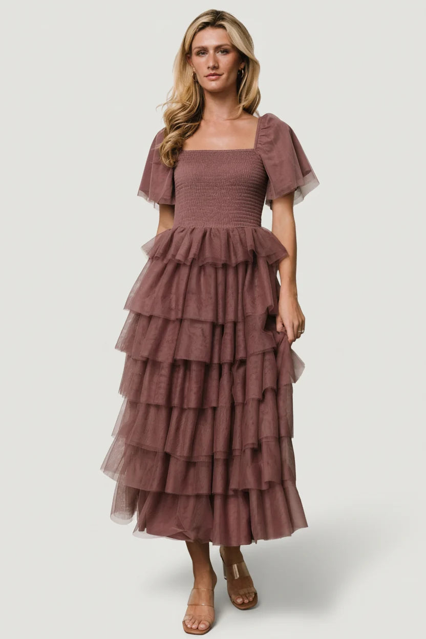 Cherise Tulle Tiered Dress | Dusty Lavender Main image